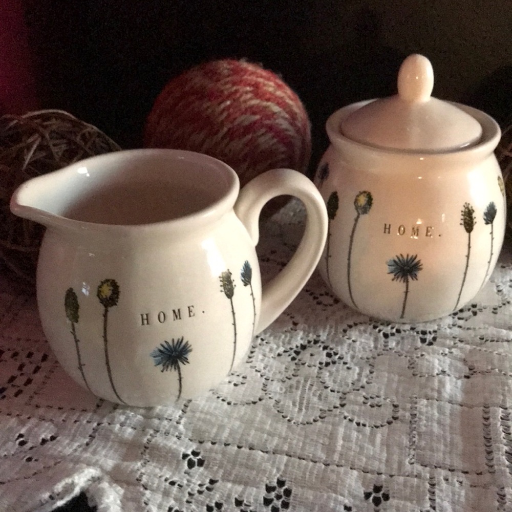 Rae Dunn HOME Collection 2 piece Set Cream/Sugar